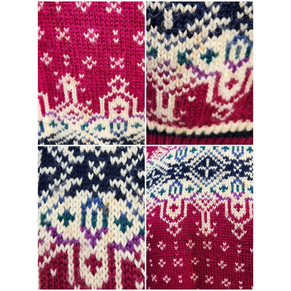 Dale of Norway‎ Sweater Magenta Nordic Wool Fair Isle Vintage XL